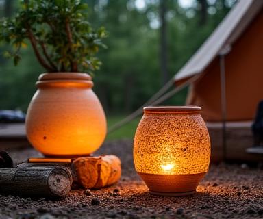 Durable outdoor ceramic lanterns for glamping sites